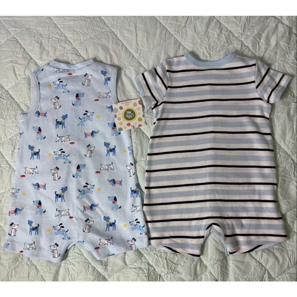 LITTLE ME INFANT BOYS 9 Month 2 Sets of -2 Pack Rompers. - Picture 5 of 8